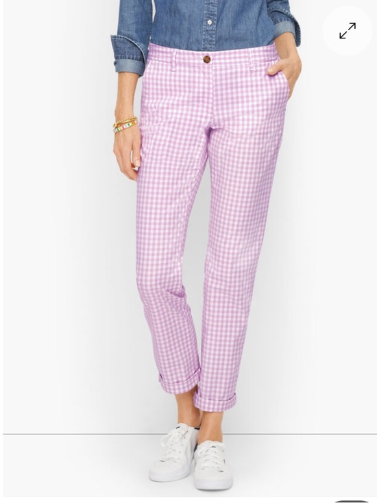 Talbots Pants - Talbots Relaxed Chinos - Perfect Check in Lilac size 14